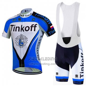 2016 Fietskleding Tinkoff Blauw en Zwart Korte Mouwen en Koersbroek