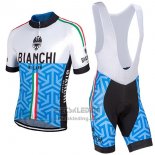 2017 Fietskleding Bianchi Milano Pontesei Blauw Korte Mouwen en Koersbroek