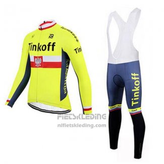 2017 Fietskleding Tinkoff Geel Lange Mouwen en Koersbroek