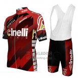 2018 Fietskleding Cinelli Chrome Donker en Rood Korte Mouwen en Koersbroek