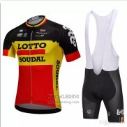 2018 Fietskleding Lotto Soudal Zwart en Geel Korte Mouwen en Koersbroek