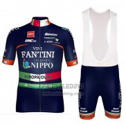 2018 Fietskleding Nippo Vini Fantini Europa Ovini Donker Blauw Korte Mouwen en Koersbroek