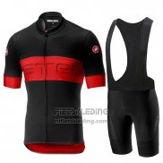 2019 Fietskleding Castelli Prologo 6 Zwart Rood Korte Mouwen en Koersbroek