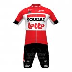 2022 Fietskleding Lotto Soudal Zwart Rood Korte Mouwen en Koersbroek