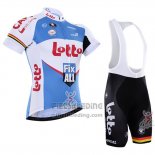 2016 Fietskleding Lotto Fix All Wit en Blauw Korte Mouwen en Koersbroek