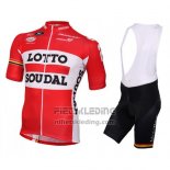 2016 Fietskleding Lotto Soudal Wit en Rood Korte Mouwen en Koersbroek