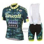 2016 Fietskleding Tinkoff Saxo Bank Geel en Groen Korte Mouwen en Koersbroek