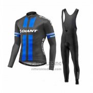 2017 Fietskleding Giant Blauw en Grijs Lange Mouwen en Koersbroek