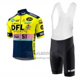 2017 Fietskleding Morvelo DFL Geel Korte Mouwen en Koersbroek