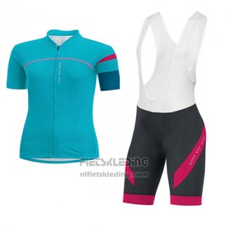 2017 Fietskleding Vrouw Gore Bike Wear Lichtblauw Korte Mouwen en Koersbroek