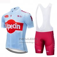 2019 Fietskleding Katusha Alpecin Lichte Blauw Rood Korte Mouwen en Koersbroek