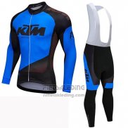 2019 Fietskleding Ktm Zwart Blauw Lange Mouwen en Koersbroek