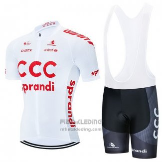 2021 Fietskleding CCC Team Wit Korte Mouwen en Koersbroek