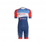 2021 Fietskleding Direct Energie Blauw Rood Wit Korte Mouwen en Koersbroek