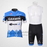 2012 Fietskleding Garmin Cervelo Wit en Azuur Korte Mouwen en Koersbroek