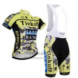 2015 Fietskleding Tinkoff Saxo Bank Zwart en Geel Korte Mouwen en Koersbroek