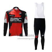 2017 Fietskleding BMC Rood en Wit Lange Mouwen en Koersbroek