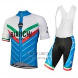 2018 Fietskleding Bianchi Tiera Wit en Blauw Korte Mouwen en Koersbroek