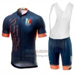 2018 Fietskleding Castelli Maratona Dles Dolomites-Enel Blauw Oranje Korte Mouwen en Koersbroek