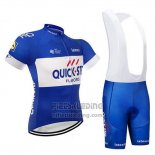 2018 Fietskleding Quick Step Floors Blauw en Wit Korte Mouwen en Koersbroek