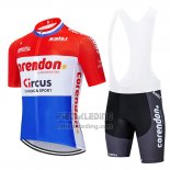 2019 Fietskleding Corendon Circus Rood Wit Blauw Korte Mouwen en Koersbroek