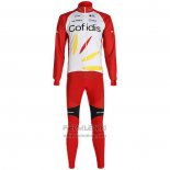 2020 Fietskleding Cofidis Wit Rood Lange Mouwen en Koersbroek