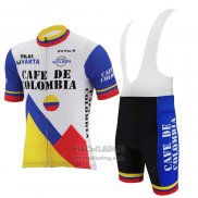 2021 Fietskleding Colombia Wit Blauw Korte Mouwen en Koersbroek