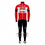 2022 Fietskleding Lotto Soudal Rood Lange Mouwen en Koersbroek