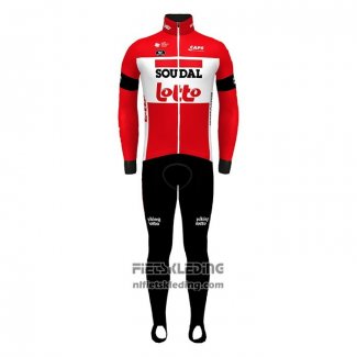 2022 Fietskleding Lotto Soudal Rood Lange Mouwen en Koersbroek