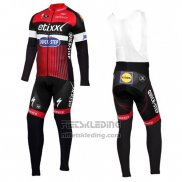 2016 Fietskleding Etixx Quick Step Rood en Zwart Lange Mouwen en Koersbroek