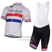 2017 Fietskleding Aqua Blauwe Sport Kampioen British Wit Korte Mouwen en Koersbroek