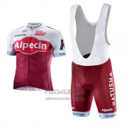 2017 Fietskleding Katusha Alpecin Rood en Wit Korte Mouwen en Koersbroek