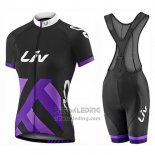 2017 Fietskleding Vrouw Liv Race Day Zwart en Violet Korte Mouwen en Koersbroek