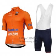 2018 Fietskleding Tour Down Under Santos Oranje Korte Mouwen en Koersbroek