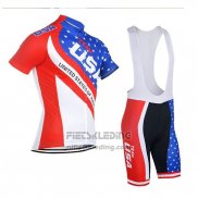 2018 Fietskleding USA Blauw en Rood Korte Mouwen en Koersbroek