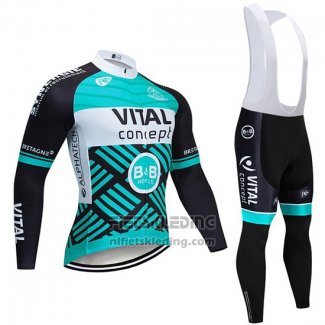 2019 Fietskleding Vital Concept Blauw Wit Zwart Lange Mouwen en Koersbroek