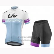 2019 Fietskleding Vrouw Liv Wit Blauw Korte Mouwen en Koersbroek