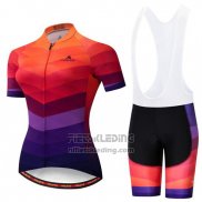 2019 Fietskleding Vrouw Miloto Oranje Violet Korte Mouwen en Koersbroek