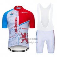 2020 Fietskleding Luxemburg Blauw Wit Rood Korte Mouwen en Koersbroek