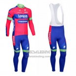 2012 Fietskleding Lampre Merida Roze en Azuur Lange Mouwen en Koersbroek