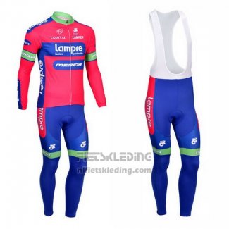 2012 Fietskleding Lampre Merida Roze en Azuur Lange Mouwen en Koersbroek