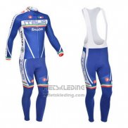 2013 Fietskleding Castelli Wit en Blauw Lange Mouwen en Koersbroek