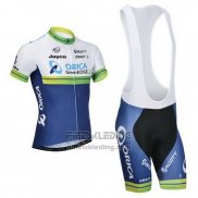 2014 Fietskleding Orica GreenEDGE Wit en Blauw Korte Mouwen en Koersbroek