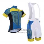 2015 Fietskleding Hincapie Blauw en Geel Korte Mouwen en Koersbroek