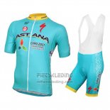 2016 Fietskleding Astana Lichtblauw Korte Mouwen en Koersbroek