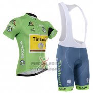 2016 Fietskleding Tinkoff Lider Groen en Zwart Korte Mouwen en Koersbroek