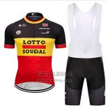 2018 Fietskleding Lotto Soudal Zwart Geel Rood Korte Mouwen en Koersbroek