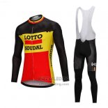 2018 Fietskleding Lotto Soudal Zwart en Geel Lange Mouwen en Koersbroek