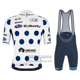 2020 Fietskleding Subaru Lider Wit Blauw Korte Mouwen en Koersbroek