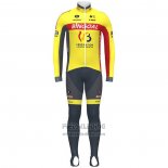 2020 Fietskleding Wallonie Bruxelles Geel Rood Lange Mouwen en Koersbroek